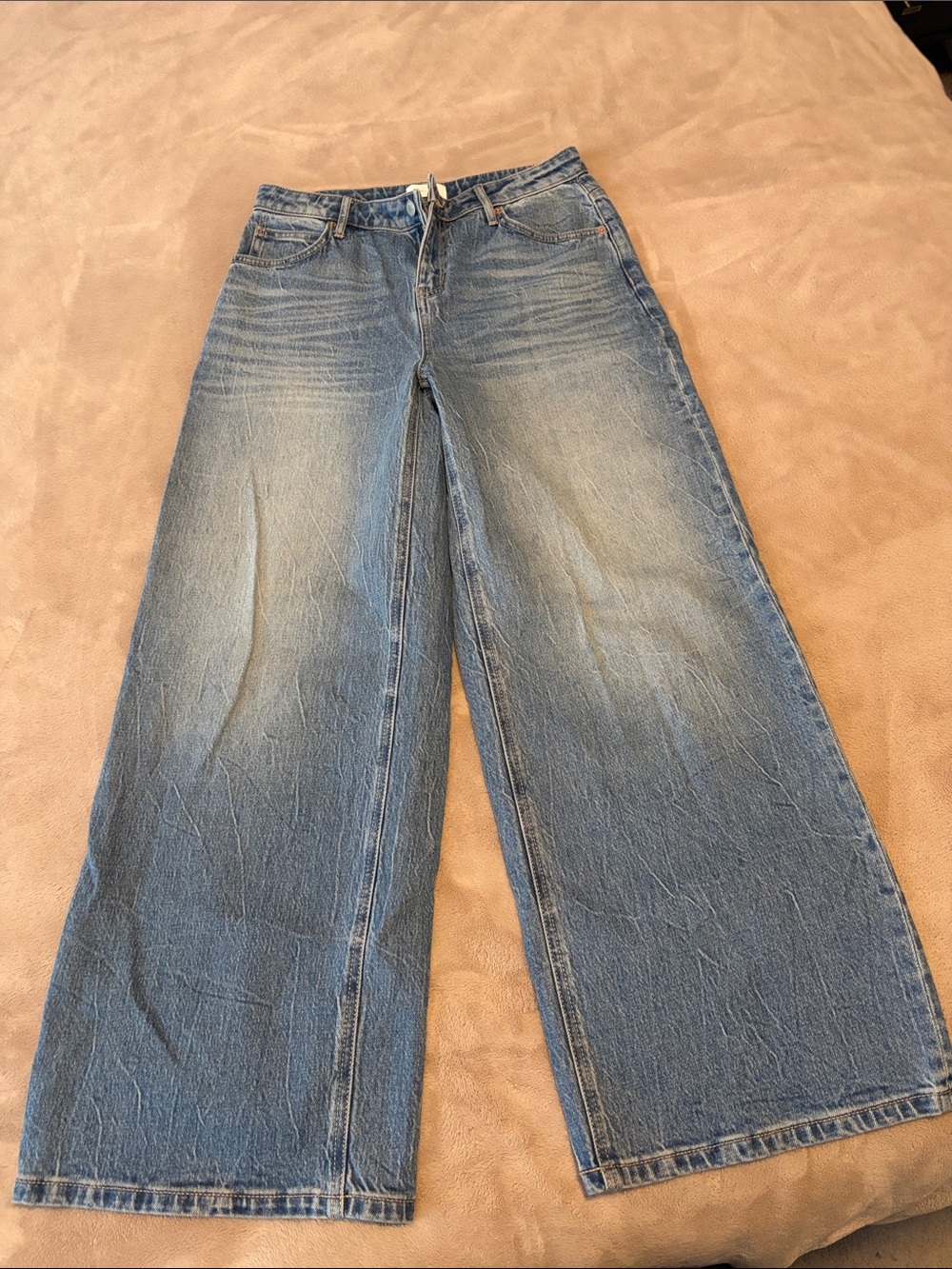 OAK + FORT Wide-Leg Jeans in Light Blue Wash